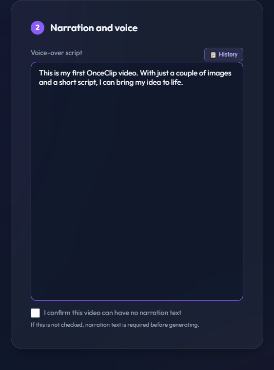Enter your voice-over script